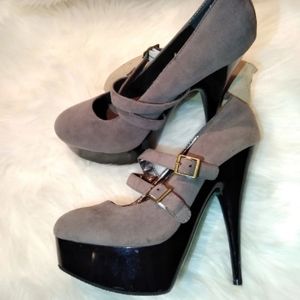 Grey platform heels
